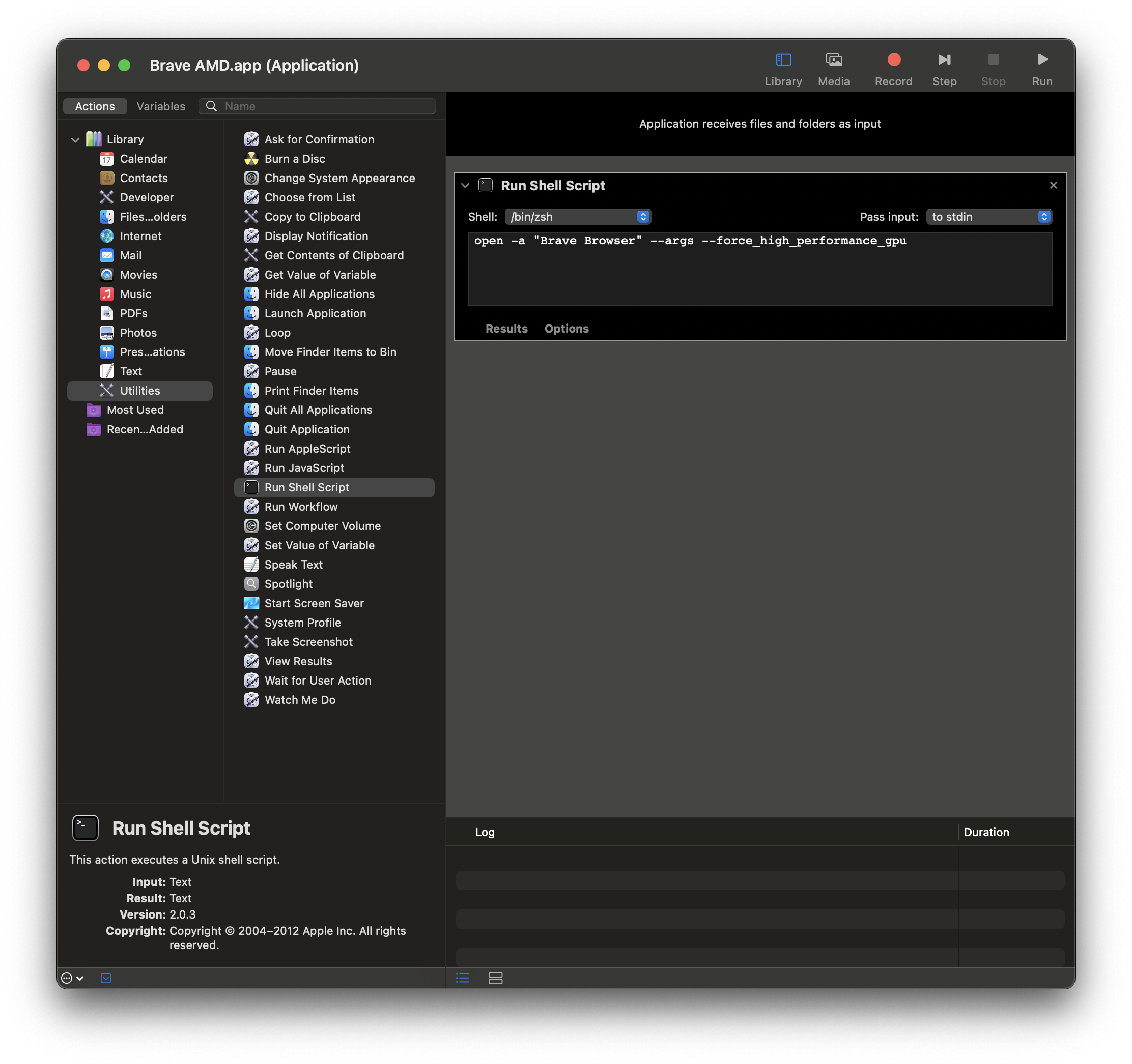 Automator launcher setup